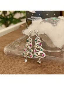 1 Pair Tree Earrings - Women's Dangle Earrings Xmas Tree Earrings Decor Gift For Her, Back To School Valentine Day