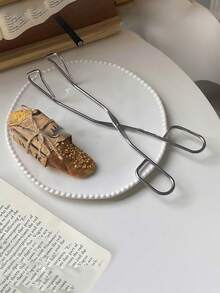 1pc Stainless Steel Food Tongs, Minimalist Pastry & Dessert Clip, Kitchen Baking & Grilling Food Clamp, Restaurant Use, Steak Frying Roast Meat Clip, Kitchen Pliers, Tableware, Kitchen Accessories, Kitchenware - Silver - View 8