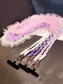 1 pieza Cordón de teléfono de encaje negro, nueva correa colgante transversal, estiloso halter para mujeres, cadena colgante para viajes al aire libre, correa para el hombro larga con almohadilla