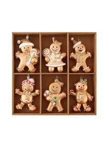 6 pièces Ensemble d'ornements de Noël en verre soufflé fait à la main - Style glamour, Père Noël, Bonhomme en pain d'épices, Designs d'arbres de fête, Pas d'électricité ou de plumes nécessaires pour la décoration de l'arbre de Noël