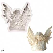 1 pezzo Stampo in silicone a forma di angelo lunare, ali di angelo ragazza - Stampo per resina - Strumento fai-da-te per decorazione domestica - Stampo per colata di gioielli, argilla, resina, gesso - Grigio Chiaro - Visualizzare 6