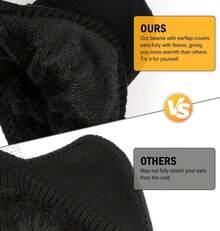 Gorro de invierno con ala y orejeras, gorro de punto forrado de forro polar cálido para exteriores, gorros de calcetín para hombres y mujeres - Negro - Ver 8