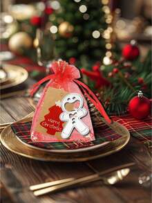 15 pièces/set Ensemble cadeau ouvre-bouteille bonhomme en pain d'épices de Noël - Design de dessin animé mignon, en acier inoxydable, métal, ouvre-bouteille manuel, comprenant 5 pièces d'ouvre-bouteilles bonhomme en pain d'épices, 5 pièces de cartes sapin de Noël, 5 pièces de sacs en laine flocon de neige rouge. Parfait pour la cuisine, les fêtes et les cadeaux de Noël, accessoires ludiques, détails raffinés, accessoires de fête