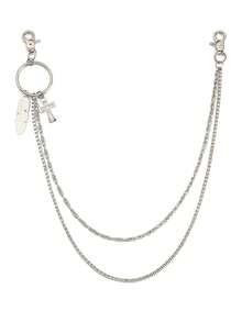 1 pieza Accesorio de cinturón unisex; Cadena de cinturón con decoración de calavera, estrella y cruz de estilo punk de metal remachado, de múltiples capas, adecuada para adolescentes, para uso en verano, deportes al aire libre, viajes, vacaciones, regalos de graduación, decoración de fiestas de cumpleaños o uso diario.