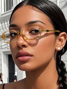 1pc Retro Rectangular Minimalist Unisex Clear Lens Glasses, Versatile Punk Chic Style For Parties, Street Fashion, Casual Wear