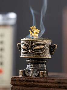 1pc Sanxingdui Creative Wealth Incense Burner, Hollow Aroma Diffuser Decor For Indoor Use