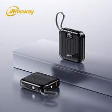 Winsway 10000mAh Luggage Box Mini Convenient Mobile Power Bank, 22.5W Fast Charging With Built-In USB-C, 2-In-1 Cable Hanging Rope, LED Display Screen, Compatible With IPhone 17/16/15 Series Android - Black - View 9