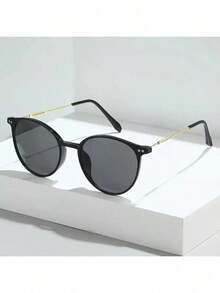 1 Piece Fashion Women's Round Frame Glasses Simple Korean Style Black PC Material Minimalist Non-Prescription Glasses 2026 Mother's Day Best Mom Sentimental Heartfelt Unique Thank You Mom Surprise Gift For Mom Grandma Mum Mommy Perfect For Daily Casual Wear - 黑色框架 - 查看 2