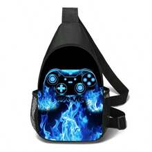 斜挎包，适合孩子的游戏玩家风格，彩色胸袋运动包，节日游戏印花 - 休闲风格单肩包，涤纶材质 - 彩色 - 查看 8