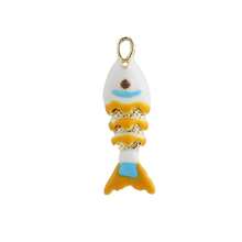 1pc Fashionable Colorful Enamel 3D Swinging Fish Pendant, Versatile DIY Bracelet, Necklace, Earring, Bag Charm Accessory