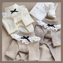 Lace Collar Knitted Sweater For Pets, Stylish Multi-Color Cat & Dog Clothes For Autumn/Winter - White - View 2
