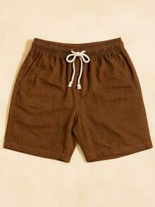 Kit Of 2 Premium Linen Shorts Maurucinho Men's Linen Shorts Kit Of 2 Bermuda Shorts Summer End Of Year - Rỉ Nâu - Xem 3