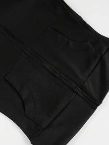 ملابس رياضية خريفية للنساء، جاكيتات سوداء، ملابس علوية ملابس نسائية عتيقة مع جيوب وسحاب وقلنسوة قصيرة، ملابس علوية ملابس خروج بأكمام طويلة