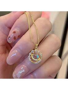 Vintage Planet Round Pendant Alloy Necklace Elegant Women's Jewelry Summer Beach Wear Exquisite Fashion Accessories Gifts