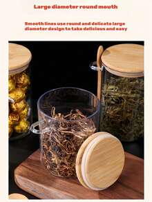 1个圆形谷物储物罐，带盖和密封圈，3种尺寸可选，塑料罐身+竹制盖子，防漏防潮，适合存放咖啡、茶叶、意面、面粉、糖、坚果、糖果、浴盐等——是整理厨房储藏室和台面的理想之选。 - 彩色 - 查看 7