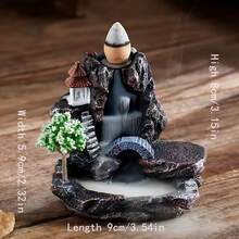 1pc Resin Crafted Backflow Incense Burner, Waterfall Incense Holder, Home Decor, Aromatherapy Decoration, Incense Burner With Backflow Cone - Multicolor - View 13