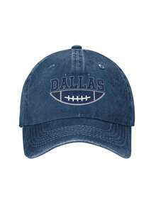 1pc Cowboy Baseball Cap With "City Love Dallas" Printed For Women & Men, Adjustable Casual Street Hat, Ideal For Outdoor Activities, Travel And Work - 藏蓝色 - 查看 1