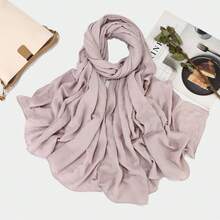 1pc Women's Classic Retro Solid Color Crinkle Breathable Soft Headscarf, Ladies' Versatile All-Season Fashion Headwrap, Multi-Functional Outdoor Windproof, Decorative Elegant Scarf, Shawl