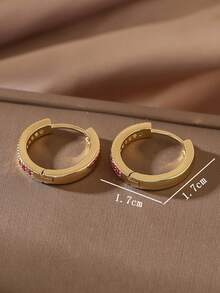 1 Paar luxuriöse, kupferinkrustierte, bunte geometrische runde Creolen, Hip-Hop-Stil für Frauen, Party- & Date-Geschenk