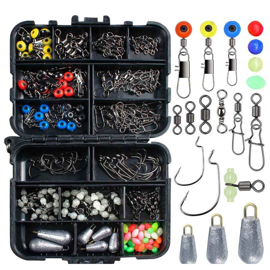 187pcs Fishing Accessories Kit Set Including Fishing Hooks Sinker Weights Fishing Set With Tackle Box - 187Pcs Set - View 1