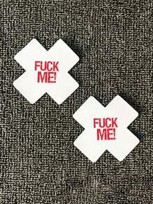 2pcs Disposable Breathable Cross/FM Logo Breast Nipple Covers, For Rave - 彩色 - 查看 7