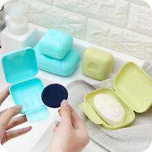 Boîte à savon de voyage créative et portable avec couvercle, étanche et imperméable, boîte de rangement pour savon fait main/savon de toilette, récipient à savon de lessive pour la maison avec couvercle et verrou, plateau de rangement portable pour fournitures de salle de bain (couleur aléatoire)