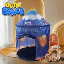 Kids Play Tent - Space-Themed Playhouse With Window, Portable Indoor/Outdoor Playhouse With Easy Setup, Durable Blue & Multicolor Kids Tent For Boys & Girls, Birthday/Christmas/Halloween Gift - Space Exploration Party Decorations Included (No Assembly Required) - Ideal For Imaginative Play & Sleepovers, Kids Indoor Play Tent, Playhouse For Kids Indoor, Outdoor Tent For Kids, Tent For, Playhouse Tent - Space - View 2