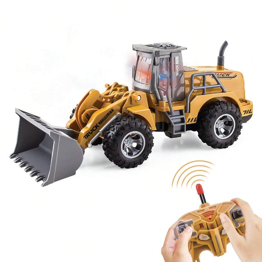 1:30 Scale Remote Control Bulldozer Toy Truck - Children's Engineering Toy Car With Lights, Ideal Tractor Toy For Boys Aged 6-12+, Best Christmas And Birthday Gift For Kids - Multicolor - View 1