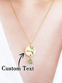 Personalized Birth Flower Name Necklace With Birthstone, Custom Engraved Pendant Gift, Suitable For Women, Mother's Birthday Gift, Women's Christmas Gift, Custom Name Engraved Pendant Gift, Suitable For Women, Mother's Birthday Gift, Christmas Jewelry, Holiday Gift, Christmas Gift, Thanksgiving Gift, Halloween Gift