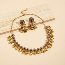3pcs/Set Elegant Earrings, Bohemian Style Alloy Rhinestone Jewelry Set, Suitable For Women's Daily And Holiday Wear