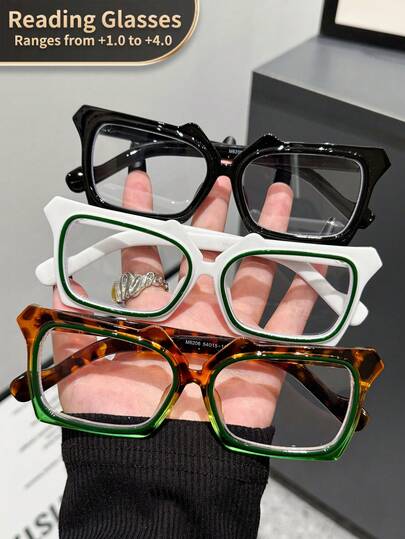 LiMiaoMiao 1pc Unisex Cat Eye Vintage Reading Glasses, Clear Transparent Computer Reading Glasses For Presbyopia