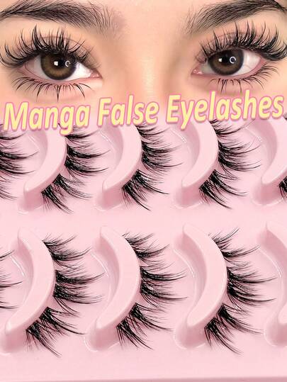  Asiteo 5 对漫画仙女风格假睫毛自然柔软动漫睫毛透明茎自然妆容初学者友好日常使用