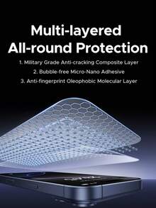 UGREEN 2 件装钢化玻璃手机屏幕保护膜黑边适用于 17 Air Pro Max - 無色 - 查看 6