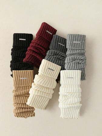 2/4 Pairs Women's Vertical Striped Warm Knitted Leg Warmers, Minimalist & Fashionable, Suitable For Autumn/Winter Leg Sleeves (No Metal Tag), Cozy