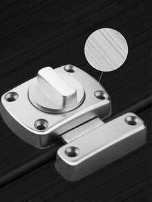 1个银色金属安全门闩 - 免钻孔滑动螺栓锁，适用于浴室门，带防盗搭扣，安装简便，含螺丝，增强家居门安全性