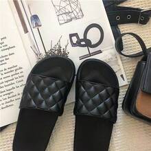 Casual Versatile Simple Black New Slippers - Black Plaid - View 8