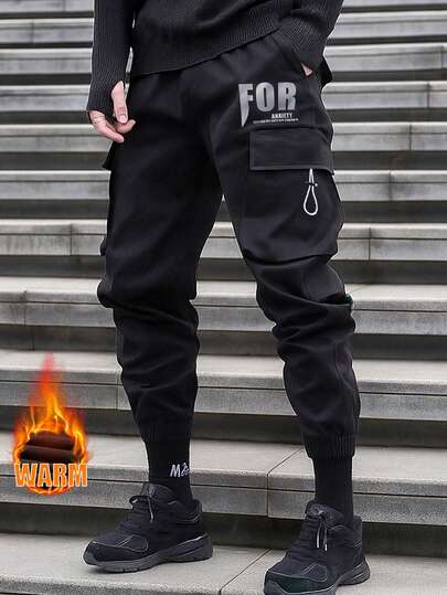 Pantalones cargo de hombre para deportes al aire libre, con forro térmico, para otoño/invierno