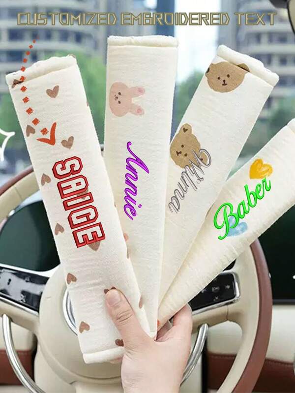 1 peça de capa de cinto de de carro confortável com desenho animado bordado personalizado, ombreira para cinto de , universal para todas as estações, adequada para todos os carros, presente de carro personalizado