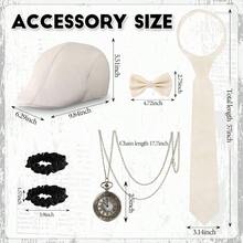 1920s Mens Costume, Roaring 20s Costumes Men, 1920S Mens Outfit Accessories With Vest Hat Pocket Watch Tie Armband - 中號+米色 - 查看 7