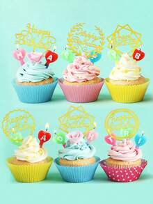 10 pièces Décorations de gâteau Toppers de gâteau d'anniversaire Grands cupcakes Décoration de gâteau de mariage Insertion de gâteau Décoration de fête