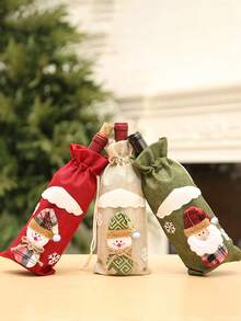 4pcs Elegant Christmas Wine Bottle Bags - With Santa, Plaid, Floral, - For Holiday Party Decorations, Table Centerpieces, Champagne Bottles - Compatible With Christmas, New Year, Halloween, Thanksgiving - No Electricity Needed - Perfect Gift Wrapping For Bottles, Christmas Party Supplies, Seasonal Home Decor, Festive Designs, Durable Fabric, Decorative Covers, Home Entertainers