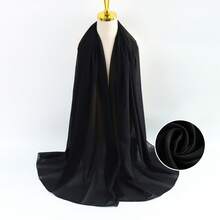 1 Stück Damen Lässig einfarbiger weicher Modal Rüschen Saum Kopftuch, konservatives einfarbiges Tuch geeignet für den täglichen Gebrauch - marineblau - Übersicht 6