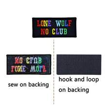 Personalisieren Sie einen frischen Regenbogen-Text-Namensaufnäher, die Farbe ist so bunt wie ein Regenbogen, und die Anbringung kann durch Bügeln, Handsticken oder Klettverschluss erfolgen. - mehrfarbig - Übersicht 3