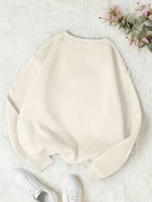 Áo nỉ in chữ độc quyền tùy chỉnh, có thể phù hợp với họa tiết, áo nỉ cổ tròn kết hợp chữ cái cá nhân hóa, áo len dài tay, áo len nữ, thích hợp cho du lịch hàng ngày, mùa thu và mùa đông, tùy chỉnh thuộc về trang phục của bạn, hướng dẫn tiệc Giáng sinh - Màu be - Xem 2