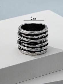 1pc Punk Style Vintage European & American Multi-Layer Line Wrapped Floral Pattern Ring, Suitable For Men's Daily Wear