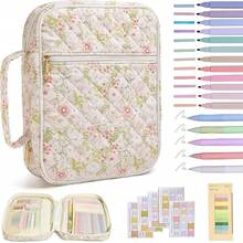 Floral Bible Cover Case With Highlighters Large Bible Tote Bags Organizer Quilted Carrying Case For Girls,Bible Study Suppliesn Journaling Kit Book Carrying Case With Highlighters Supplies Accessories Christian Gifts For Women For Storing Pens, Bookmarks, Stickers, Notebooks - Hoa bướm mùa thu - Xem 9
