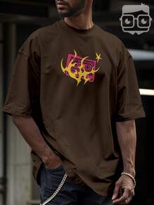 Oversized Streetwear T-Shirt Academia Fire Vintage Style Retro Ribbon REF 7302 VEST NERD - 鏽棕色 - 查看 4