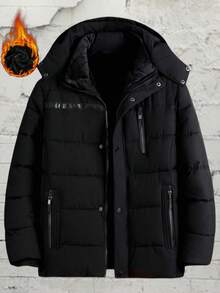 Men's Autumn/Winter Outdoor Casual Sports Fashion Jacket With Large Pockets, Detachable Hood, Thick Fleece Lining - Black - View 4