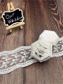 1Pc Velvet Ring Box, Hexagon 3 Slots Triple Slot Ring Box, Wedding Day Ring Box For Wedding Ceremony Wedding Ring Holder Ring Box, For Multiple Rings Ring Boxes, Wedding Ring Storage Box, Wedding Ring Holder, Engagement Ring Holder Ring Holder Box Back To School - 多色 2 - 查看 5