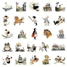 [50pcs Anime Stickers] 50pcs Vintage Anime-Inspired Stickers | Colorful Character Designs, Polyethylene Terephthalate, Perfect For Laptops, Scrapbooks, And Room Decor, DIY Creative Stickers For Youngsters